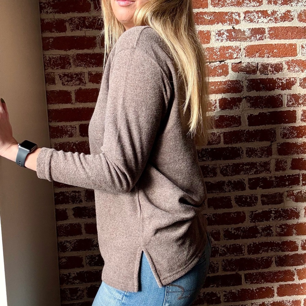 Vintage Brown Elevated Basic Long Sleeve Top - image 3